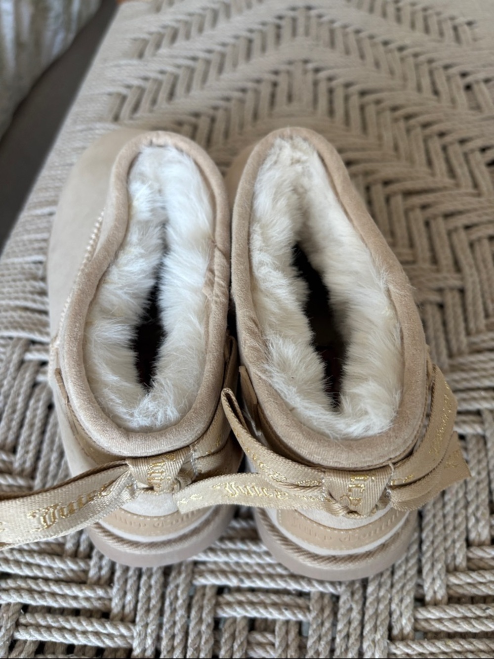 Juicy Couture Beige Suede-Look Faux Fur Lined Ankle Boots
